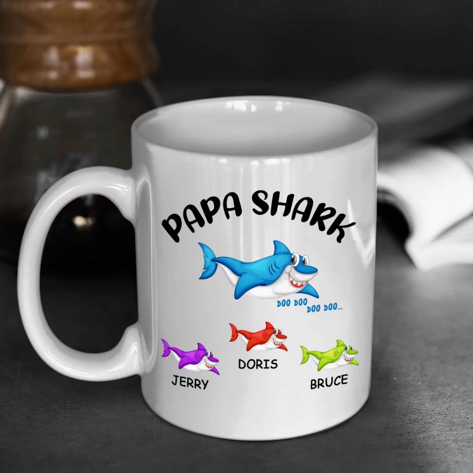 Personalized Papa Shark Doo Doo Mug Personalized Mug For Dad With Kids Name Fathers Day Gift Gift For Dad